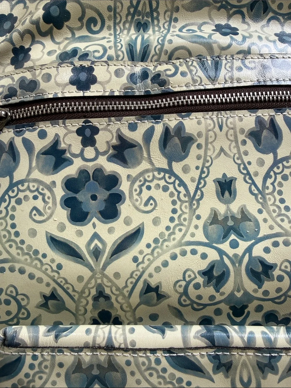 Patricia Nash Luzille Italian Folklore Blue Cream Convertible Backpack Crossbody